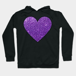 Purple Faux Glitter Heart Hoodie